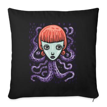 Is this art, the octopus girl - Sofa pillow with filling 45cm x 45cm - black - Front