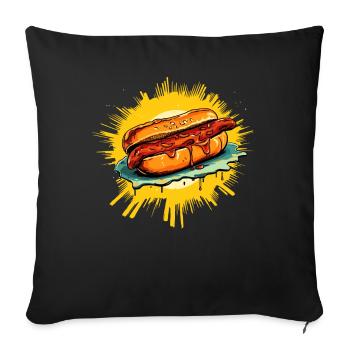 L’auréole de la puissante saucisse dans un petit pain - Coussin et housse de 45 x 45 cm - noir - Devant