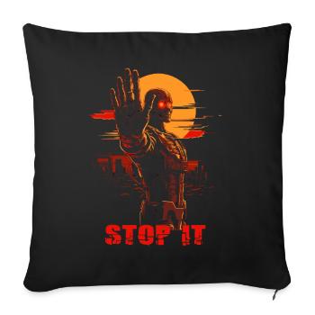 Arrêtez-le, un cyborg dystopique - Coussin et housse de 45 x 45 cm - noir - Devant