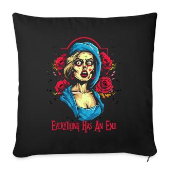 Everything has an end, roses and beauty - Sofa pillow with filling 45cm x 45cm - black - Front