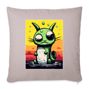 Dizzy and confused pet cat - Sofa pillow with filling 45cm x 45cm - light taupe - Front