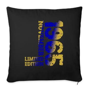 1965 November Limited Edition 58th Birthday Decoration - Sofa pillow with filling 45cm x 45cm - black - Front
