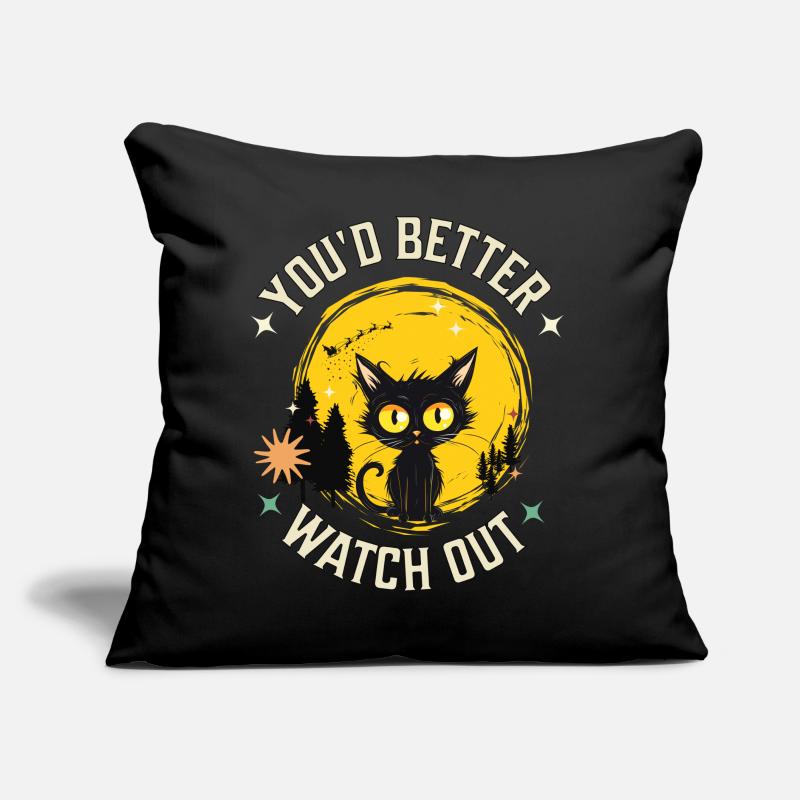 Pull de Noël drôle - Le chat voit le Père Noël Coussin et housse de 45 x 45 cm