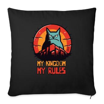 Ruler of Comic Art, Oversized, City, Cat - Sofa pillow with filling 45cm x 45cm - black - Front