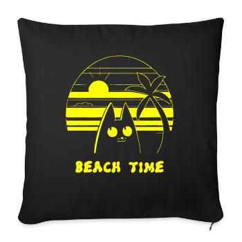 Palm Trees Beach Time Cat - Sofa pillow with filling 45cm x 45cm - black - Front