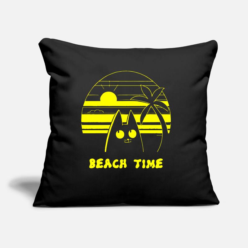 Palmiers Plage Temps Chat Coussin et housse de 45 x 45 cm