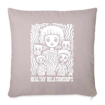 Healthy relationships and a happy family - Sofa pillow with filling 45cm x 45cm - light taupe - Front