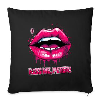 Kiss me, Peter, on my swollen lips - Sofa pillow with filling 45cm x 45cm - black - Front