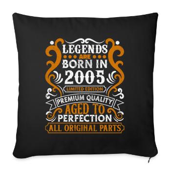 Les légendes sont nées en 2005 cadeau d’anniversaire -2005 - Coussin et housse de 45 x 45 cm - noir - Devant