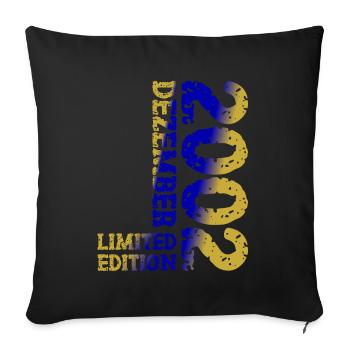2002 December Limited Edition 21st Birthday Decoration - Sofa pillow with filling 45cm x 45cm - black - Front