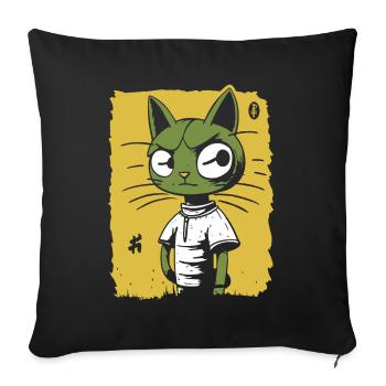 Un chat de dessin animé suspect - Coussin et housse de 45 x 45 cm - noir - Devant