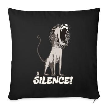 Le lion de dessin animé rugit : CALME - Coussin et housse de 45 x 45 cm - noir - Devant