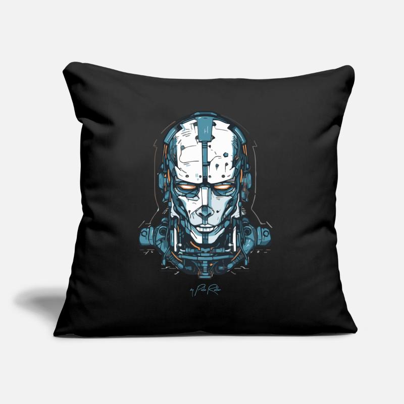 A cyborg robot tech Sofa pillow with filling 45cm x 45cm