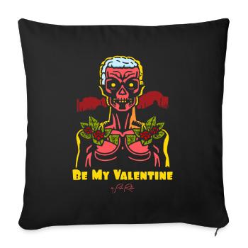Be My Valentine : un zombie aux couleurs pop art - Coussin et housse de 45 x 45 cm - noir - Devant
