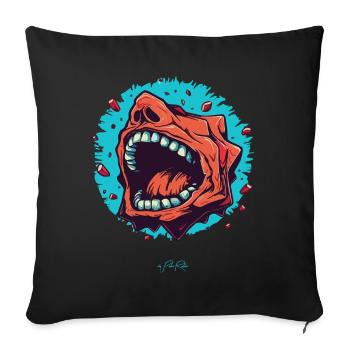 Bouche de pierre - Coussin et housse de 45 x 45 cm - noir - Devant