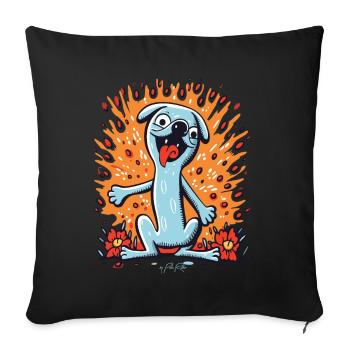 Cartoon Pop Art Flower Dog - Sofa pillow with filling 45cm x 45cm - black - Front