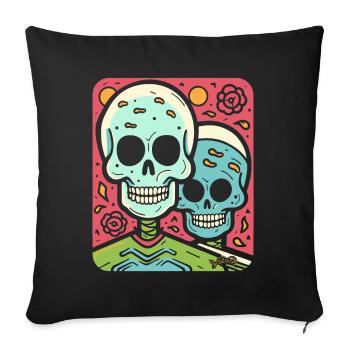 Modern Pop Skulls and Partnership vs. Love - Sofa pillow with filling 45cm x 45cm - black - Front