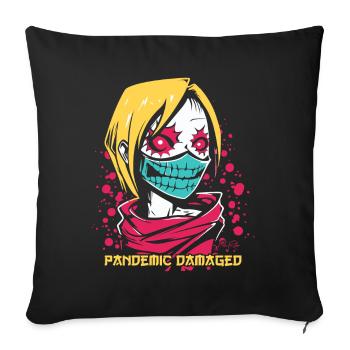 Pandemie-geschädigtes Manga-Anime-Zombie-Mädchen - Sofakissen mit Füllung 45 x 45 cm - Schwarz - Vorne