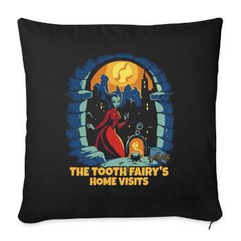The House Visits of the Charming Tooth Fairy - Sofa pillow with filling 45cm x 45cm - black - Front