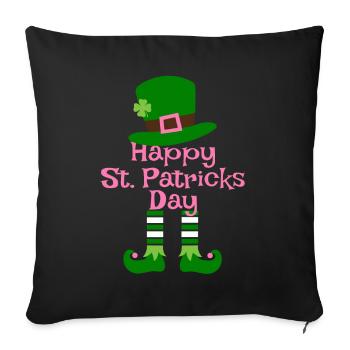 St Patricks Day Accessories Ireland Shamrock Decoration - Sofa pillow with filling 45cm x 45cm - black - Front