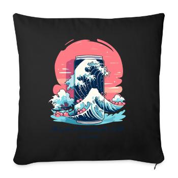 Japanese Display: Drink Kanagawa Soda - Sofa pillow with filling 45cm x 45cm - black - Front