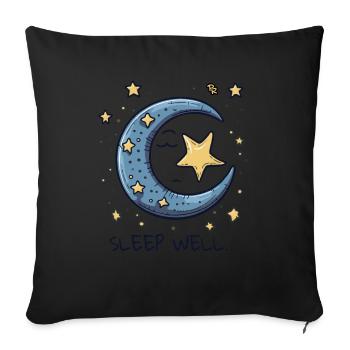 Dors bien, douce lune et étoiles - Coussin et housse de 45 x 45 cm - noir - Devant