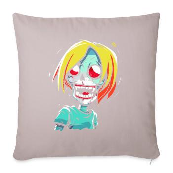 Fille de dessin animé zombie effrayante - Coussin et housse de 45 x 45 cm - taupe clair - Devant