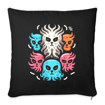 Dessin animé : Petits animaux de feu - Coussin et housse de 45 x 45 cm - noir - Devant