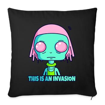 This Is An Invasion: Strange Cartoon Alien - Sofa pillow with filling 45cm x 45cm - black - Front