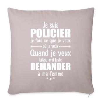 Policier En Couple Idée Cadeau Pour Mon Mari - Coussin et housse de 45 x 45 cm - taupe clair - Devant