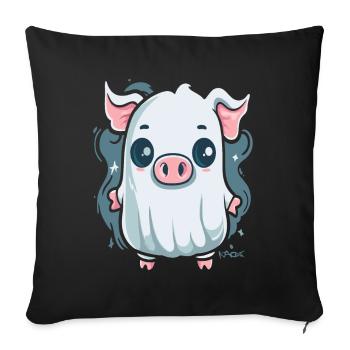 The Little Ghost Pig - Sofa pillow with filling 45cm x 45cm - black - Front