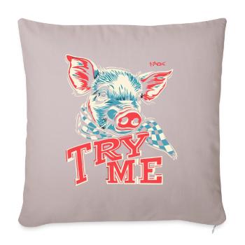 Écharpe à carreaux : Essayez-moi, porcelet cochon - Coussin et housse de 45 x 45 cm - taupe clair - Devant