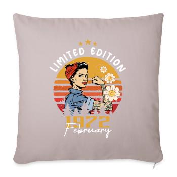 52 years old - Born in February 1972 - Sofa pillow with filling 45cm x 45cm - light taupe - Front