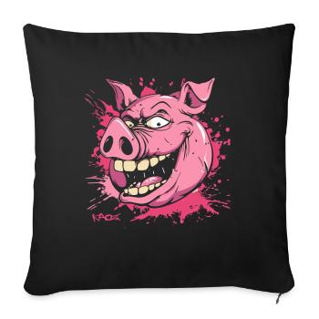 A really mean pig - Sofa pillow with filling 45cm x 45cm - black - Front