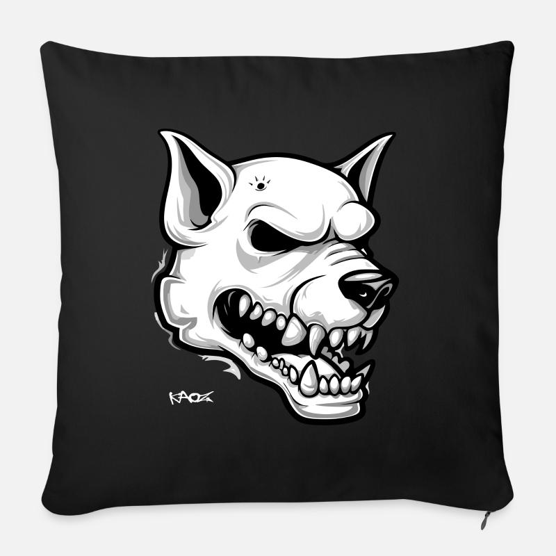 Weißer Hunde Schädel Totenkopf - Sofakissen mit Füllung 45 x 45 cm - Schwarz