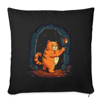 The roundish, thick red dungeon tomcat, the cat - Sofa pillow with filling 45cm x 45cm - black - Front