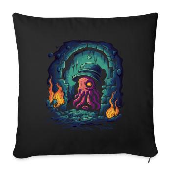 Deep Dark Dungeon Detective Octopus - Sofa pillow with filling 45cm x 45cm - black - Front