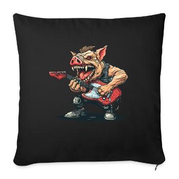 Heavy Rock Music Guitars Pig - Sofa pillow with filling 45cm x 45cm - black - Front