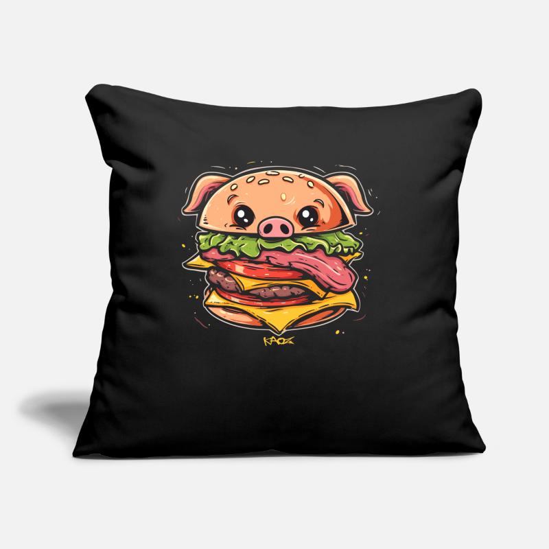 Sau Burger Cochon Coussin et housse de 45 x 45 cm
