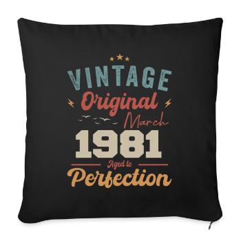 Mars 1981 Vintage Born Vintage Anniversaire - Coussin et housse de 45 x 45 cm - noir - Devant