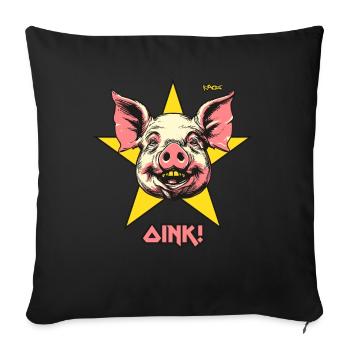 the rocking star pig, oink and grunt - Sofa pillow with filling 45cm x 45cm - black - Front