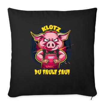 Connecte-toi, cochon paresseux ! Artisan porcin - Coussin et housse de 45 x 45 cm - noir - Devant