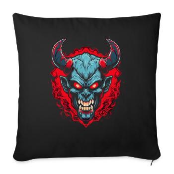 Flammes médiévales et diable ou démon - Coussin et housse de 45 x 45 cm - noir - Devant