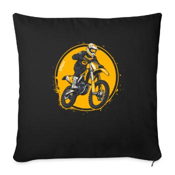 Pilote de Super Motocross blanc et jaune - Coussin et housse de 45 x 45 cm - noir - Devant
