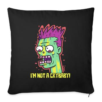 Zombie de dessin animé : Le Mimosa pleurnichard - Coussin et housse de 45 x 45 cm - noir - Devant