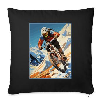 VTT super cool plein d’action - Coussin et housse de 45 x 45 cm - noir - Devant