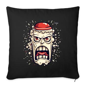 A Funny Angry Cartoon Milk Bottle - Sofa pillow with filling 45cm x 45cm - black - Front