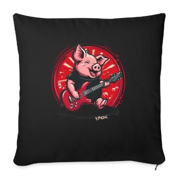 Music guitar and naughty pigs rock music - Sofa pillow with filling 45cm x 45cm - black - Front