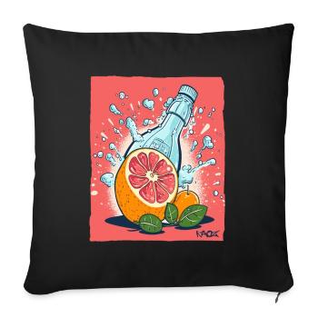 De la limonade à l’orange en bouteille, tellement fraîche ! - Coussin et housse de 45 x 45 cm - noir - Devant