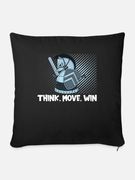 Schach Think Move Win - Sofakissen mit Füllung 45 x 45 cm - Schwarz
